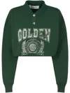 Golden Goose Polo Cropped Sweatshirt Green With Logo