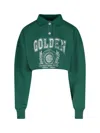 Golden Goose Journey Crop Graphic Polo Sweatshirt In Green