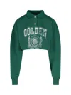 Golden Goose Journey Crop Graphic Polo Sweatshirt In Green