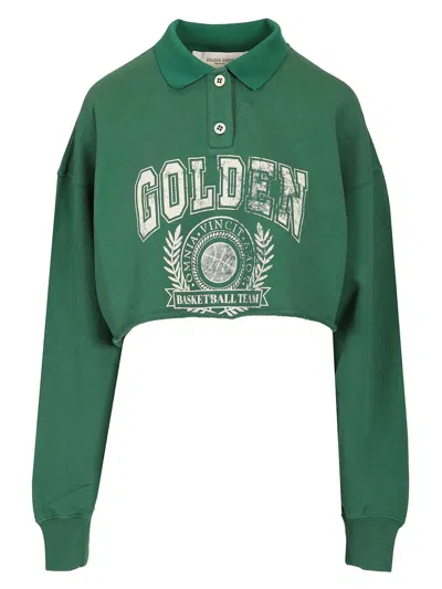 Golden Goose Cropped Polo Sweatshirt Polo Shirt Green