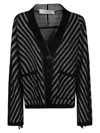 Golden Goose Cropped Striped Cardigan In Black