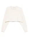 Golden Goose "journey W`s" Cropped Crew Neck Sweatshirt Overprinted Cotton Fleece Vintage Treatment In Neutral