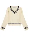 Golden Goose Cropped Sweater With Woven Pattern In Beige