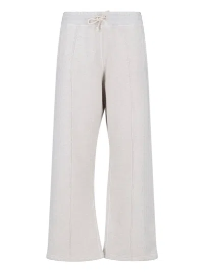 Golden Goose Cropped Wide-leg Trousers With Drawstring Waistband In White