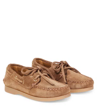 Golden Goose Kids' Cruise Suede Boat Shoes In Brown