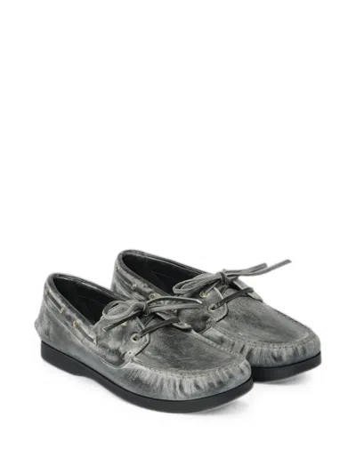Golden Goose Kids' Cruise Used-effect Loafers In Gray