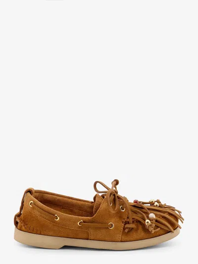 Golden Goose Cruise With Fringes Suede Loafers In Brown