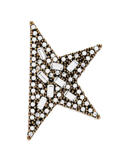 Golden Goose Crystal Beaded Star Brooch In Gold