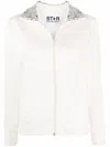 Golden Goose Crystal-embellished Zipped Sweatshirt In White