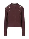 Golden Goose Sassafras Wool Sweater With Rhinestones In Brown