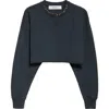 Golden Goose Golden Cropped Crewneck Sweatshirt In Washed Black