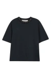 Golden Goose Anthracite Grey T-shirt With Crystals In Washed Black