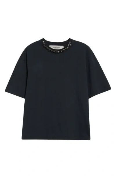 Golden Goose Crystal Embellished Cotton T-shirt In Black