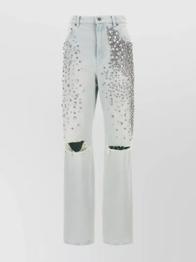 GOLDEN GOOSE CRYSTAL EMBELLISHED HIGH-RISE STRAIGHT LEG JEANS