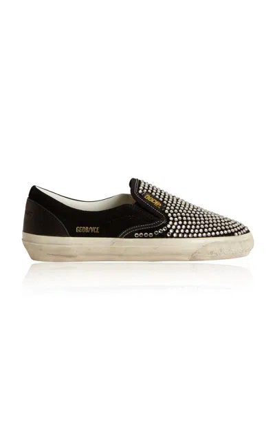 Golden Goose Crystal-embellished Leather Sneaker In Black