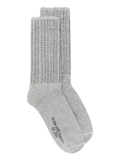 Golden Goose Crystal-embellished Socks In Gray