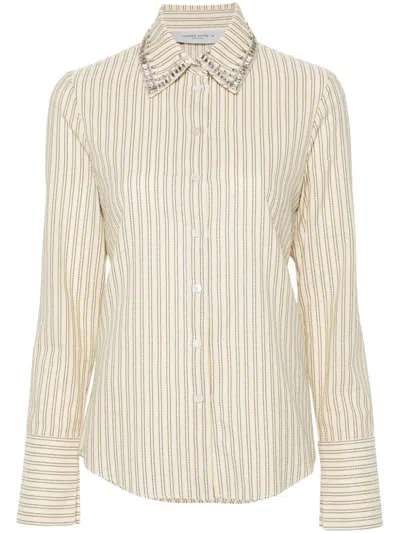 Golden Goose Long-sleeved Shirt With Crystals In Neutro