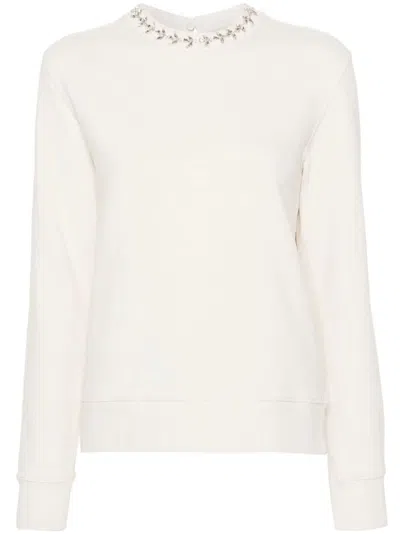 Golden Goose Crystal Embellished White Sweatshirt For Women