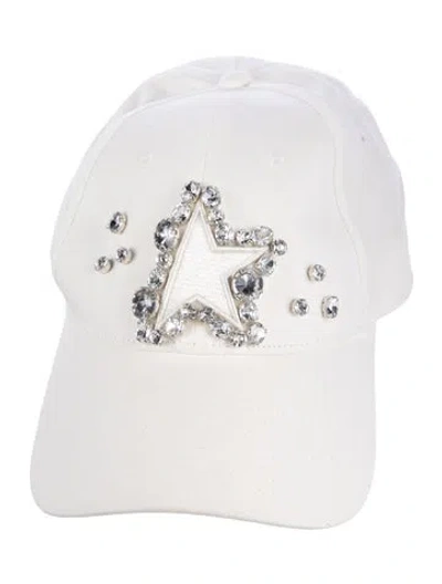 Pre-owned Golden Goose Crystal  Embroidered Baseball Cap W/tags In White