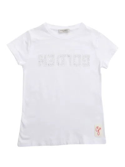 Golden Goose Crystal T-shirt In Bianco