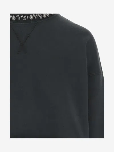 Golden Goose Crystal-embellished Cotton Sweatshirt In Gray
