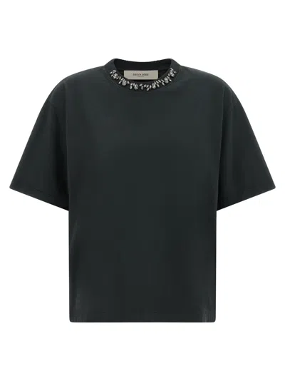 Golden Goose Crystal-embellished Organic Cotton T-shirt In Black