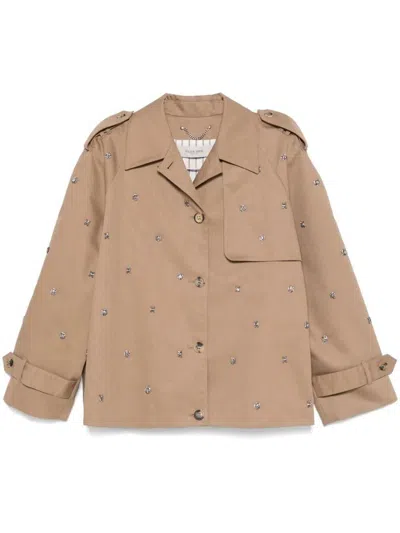 Golden Goose Crystals Embellished Oversized Short Trench Coat Clothing In Beige