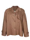 Golden Goose Crystals Embellished Oversized Short Trench Coat In Beige