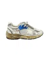 Golden Goose Women Running Dad Net And Laminated Upper Leather Star Laminated Spur Distressed In Grey