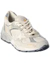 Golden Goose Dad-star Distressed Leather-trimmed Mesh And Suede Sneakers In White