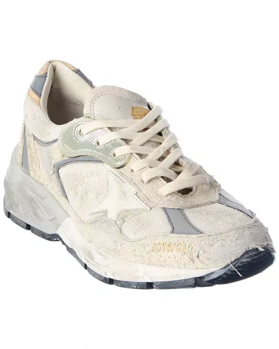 Golden Goose Dad-star Distressed Leather-trimmed Mesh And Suede Sneakers In White