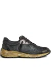Golden Goose Dad-star Crackle-leather Sneakers In Black