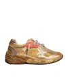Golden Goose Running Sole Distressed-effect Sneakers In Brown
