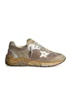 Golden Goose Mens Dad-star Sneakers In Dove-gray Mesh And Suede With White Leather Star In Brown