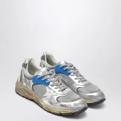 Golden Goose Deluxe Brand Men Mesh And Leather Sneakers With Side Logo In Silver