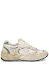 Golden Goose Running Dad New Net And Suede Upper Leather Star And Heel Suede Spur Sneakers White In Neutral