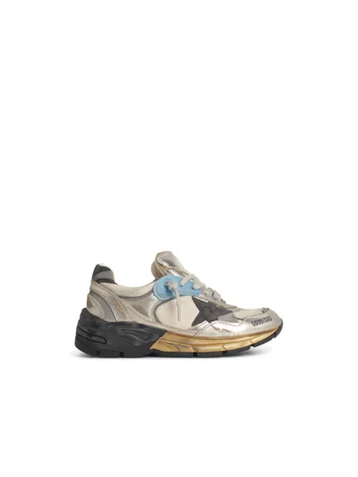 GOLDEN GOOSE GOLDEN GOOSE DAD-STAR' SNEAKERS IN MESH AND SILVER LAMINATED LEATHER