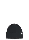 Golden Goose Mans Ribbed Black Wool Hat With Logo In Black