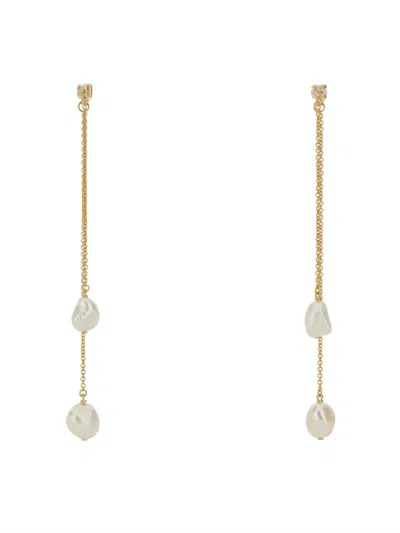 Golden Goose Dangling Earrings With Pearls In Gold