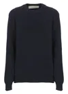 Golden Goose Black Merino Wool Sweater With Golden Applications For Women In Blue