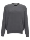 Golden Goose Cotton Blend Crewneck Sweater With Ribbed Detailing In Gray
