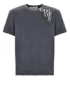 Golden Goose Dark Blue Cotton T-shirt With Contrasting Logo In Gray