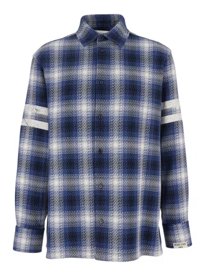 Golden Goose Dark Blue Plaid Pattern Shirt