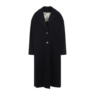 GOLDEN GOOSE DARK BLUE WOOL COCOON COAT
