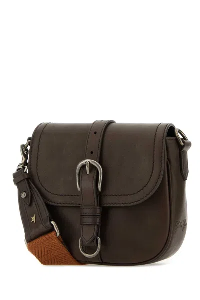 Golden Goose Dark Brown Leather Small Sally Crossbody Bag In Darkbrown