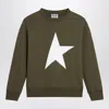 GOLDEN GOOSE DARK GREEN CREW-NECK SWEATSHIRT