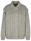Golden Goose Grey Wool Blend Bomber Jacket In Midnight/ecru