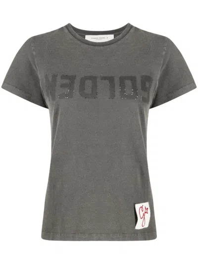 GOLDEN GOOSE DARK GREY LOGO-PRINT COTTON T-SHIRT