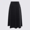 Golden Goose Pinstripe Button-detailing Midi A-line Skirt In Black