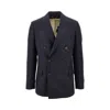 Golden Goose Navy Blue Pinstripe Double-breasted Jacket In Blue